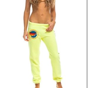 Aviator Nation neon yellow/green sweatpants size S.